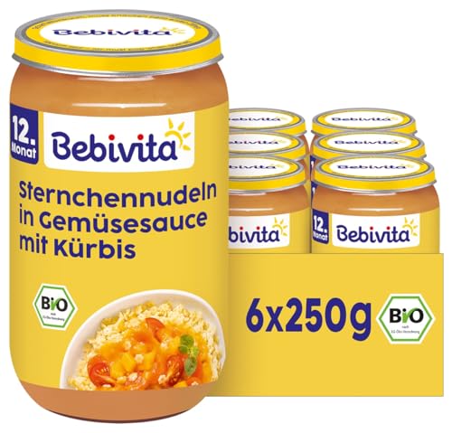 Bebivita Menüs ab 12. Monat Sternchennudeln in Kürbis-Gemüse-Sauce, 250g 6er Pack (6x250g)