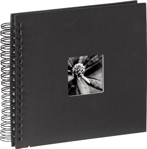 Hama Fotoalbum 28x24 cm (Spiral-Album mit 50 schwarzen Seiten, Fotobuch mit Pergamin-Trennblättern, Album zum Einkleben und Selbstgestalten) schwarz