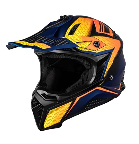 Motorradhelm Crosshelm MX-Helm Endurohelm MX322 blau/orange (XXL (63 cm))