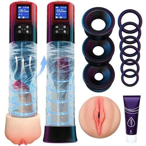 HIVEFUN Penispumpe Masturbieren für Männer, Penis Pumpe Vakuumpumpe Sex Spielzeug für die Männer mit 6 Saugstufen & Manueller Modus, Penispumpen Taschenmuschi Masturbator Sexspielzeug für Männer Solo