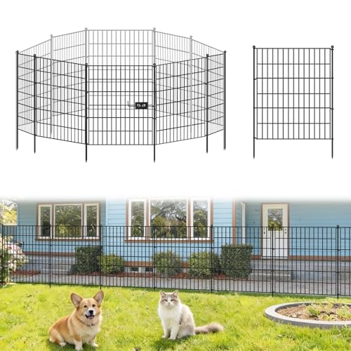 Gartenzaun 81CM * 71 CM Gartenzaun zum Stecken, Metall Steckzaun, Rostfreier Hundezauun, Tierbarriere, Bordüre Blumenbeet für Kaninchen, Hund, Hof, 5 Stücke