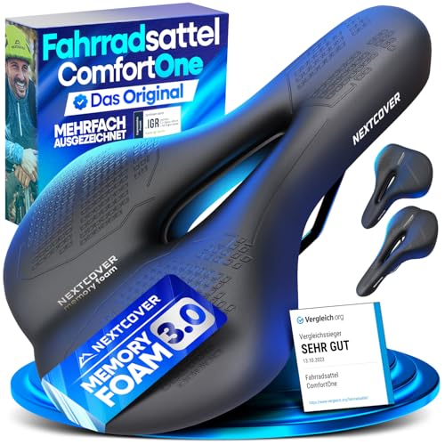 NEXTCOVER® Fahrradsattel - Das Original - mit Memory-Foam 3.0 I maximaler Fahrkomfort I ergonomischer Fahrrad Sattel für Damen & Herren I Fahrradsattel Herren bequem, Sattel Damen bequem weich