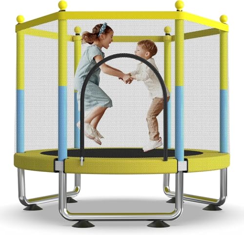 150cm Trampolin für Kinder, Trampolin Outdoor Indoor mit Sicherheitsnetz - 150kg verstellbares, für Jungen und Mädchen im Alter von 3–8 Jahren