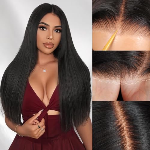 4x4 Straight Wear and Go Glueless Wig Echthaar Perücke HD Lace Front Wig Human Hair Wigs For Black Women Perücken Echthaar Damen No Glue Pre Plucked Pre Cut 14 ZOLL