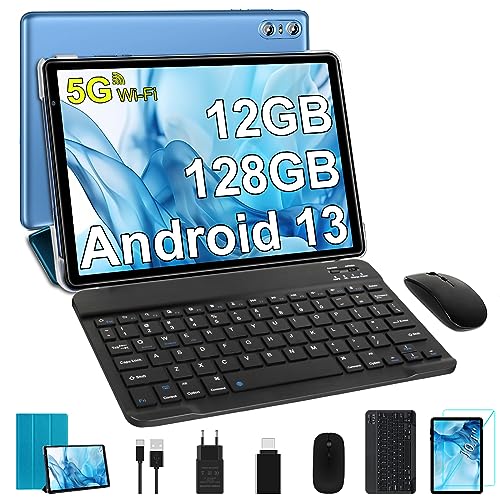 SEBBE Tablet 10 Zoll Android 13 Tablet PC 12GB RAM + 128GB ROM + TF 1TB Octa-Core 2.0 GHz, Google GMS | Bluetooth 5.0 | 5G WLAN | 6000mAh | 1280 * 800 | 5MP+8MP,Blau