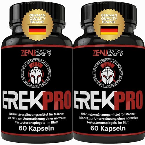 ZENICAPS EREKPRO Kapseln Original (2 x 60 Kapseln) | Für den aktiven Mann – mit Zink für den Testosteronspiegel* | mit L-Arginin, Tribulus Terrestris, Maca, Ashwaganda ErecPro Erec Pro