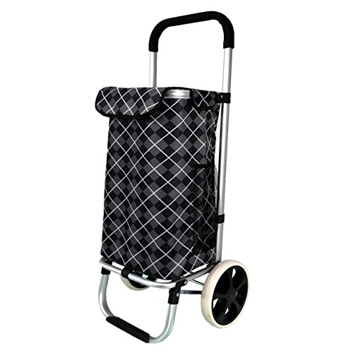 Alu Trolley Einkaufstrolley Tasche Einskaufsroller Einkaufswagen (Karo)