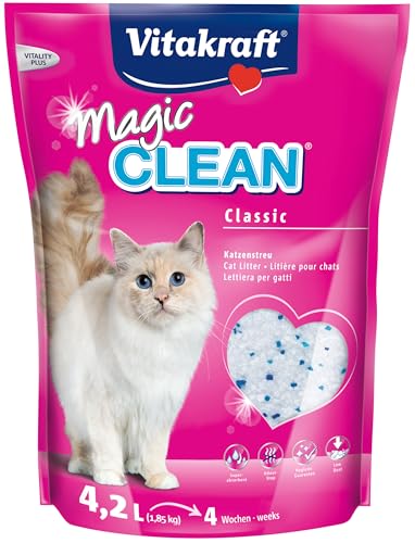 Vitakraft Magic Clean Classic, Katzenstreu nicht klumpend, aus Mineralkügelchen, Bakterienhemmend, besonders staubarm, reicht für 4 Wochen (1x 4,2l)
