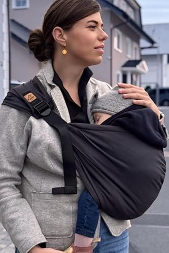 Ruckeli Hip Hüftrage - Baby- & Kleinkind - Alltagstrage - ab 5 Monate bis 5 Jahre - ab 5 kg bis 20 kg - 98% kbA-Baumwolle, 2% Elasthan - Gr. 68-122 (Dark Grey)