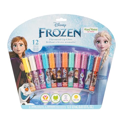Disney Frozen 12-teiliges set, pflanzenbasierter Lipgloss, erstes Makeup-Set für Mädchen, perfekt für Partys, Pyjamapartys und Geburtstagsgeschenke, ab 3 Jahren, von Townley Girl