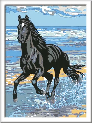 Ravensburger CreArt 28565 - Pferd am Strand - Malen nach Zahlen für Kinder ab 11 Jahre, Malset mit Rahmen, Pinsel und Acrylfarben, Geschenk für Mädchen und Jungen, mit Stickern