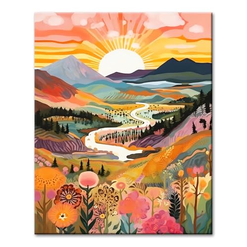 YALKIN Malen Nach Zahlen Erwachsene, Paint by Numbers Malen Nach Zahlen, DIY Landschaft mit Pinseln und Acrylfarben Handgemalt Ölgemälde Leinwand für Home Decor, Ohne Rahmen (40x50cm)