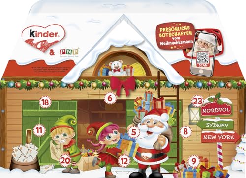 Kinder Mix 3D-Haus-Adventskalender 2025 – Schokoladen-Adventskalender mit 24 Überraschungen von kinder in 2 festlichen Designs – Weihnachtskalender, Geschenkidee für Familie und Freunde – 234 g