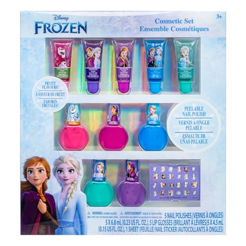 Disney Frozen Kinderschminke Set | Mädchen Make-up Set mit Lipgloss, Nagellack und mehr | Geburtstagsgeschenk für Kinder ab 3 Jahren von Townley Girl