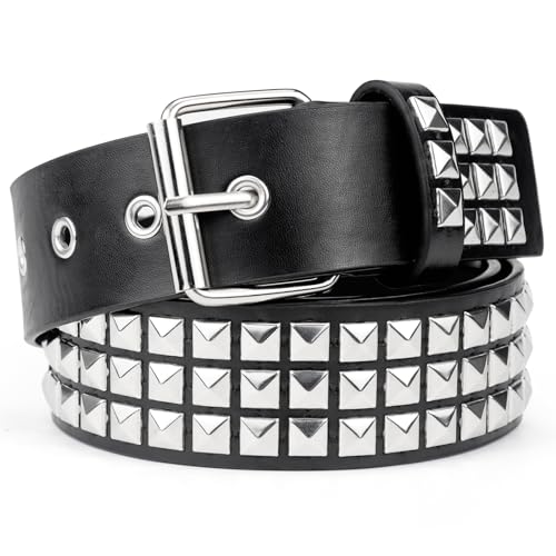 Rierousy Y2K Gürtel, Nietengürtel Damen Schwarz, Punk Gürtel Damen, Nietengürtel Herren Geeignet für Frauen und Männer Gothic-Kleidung Zubehör