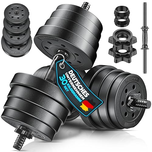 RE:SPORT 2er Hanteln Set verstellbar 15/20/30/40 kg | Hantelset mit 2 Kurzhanteln | Hantel mit Gewichten & 4 Sternverschlüsse | Fitness Kurzhantel für Muskelaufbau, Workout & Zuhause