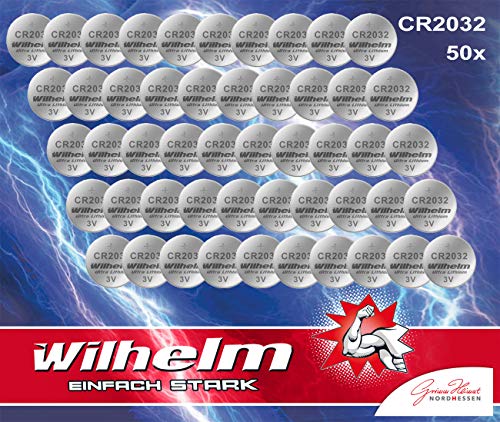 50 x Knopfzelle CR2032 Wilhelm Batterie Lithium 3V CR 2032 Industrieware