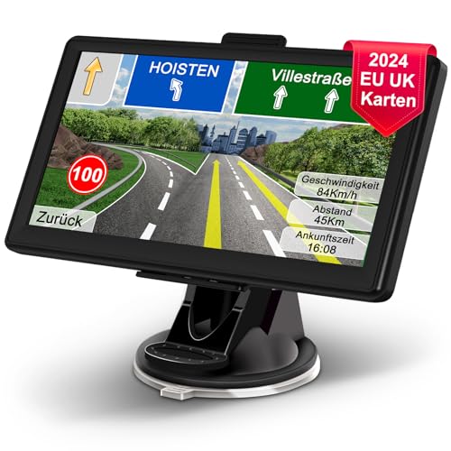 GPS Navigationsgerät für Auto 2024 LKW - Navi LKW Navigation für Auto PKW, Europa UK 52 Karten, Lebenslang kostenlosem Kartenupdate, 7 Zoll Blitzerwarnung Fahrspurassistent Spracheführung Testsieger
