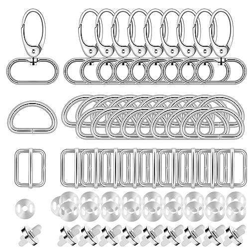 RUBY schlüsselanhnger karabinerhaken für DIY-Metall Taschenzubeher，70 Stück umfassen 10 rehgelenk Schlüssel karabinahaken 20 schlüsselanhnger D ringe，20 schnallen und verschlüsse 10 Metallscheiben
