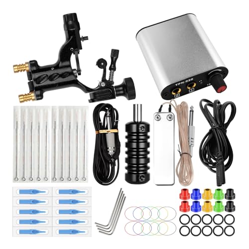 zalati Komplettes Tattoo-Set, Pro-Tattoo-Maschinen-Set mit Werkzeug, Netzteil, Fußpedal für Tattoo-Anfänger
