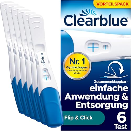 Clearblue Schwangerschaftstest, Flip & Click, Vorteilspack, Zusammenklappbar - einfache Anwendung, 6 Tests