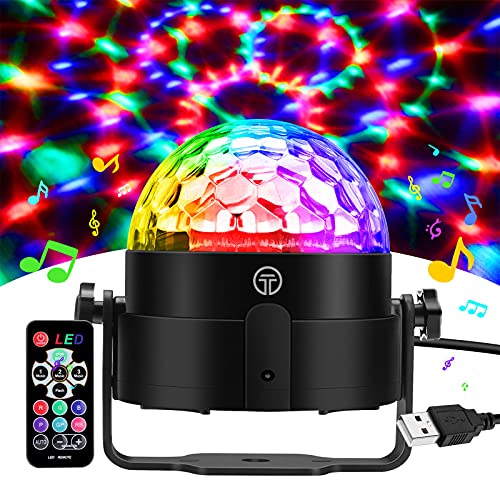 Gobikey Discokugel, 360° Rotierende Musik Activated Discolicht LED Party Lampe mit Fernbedienung- 3W RGB Dynamisch Disco Lichteffekte, 4M/13ft USB,Partylicht für Party/Halloween/Hochzeit