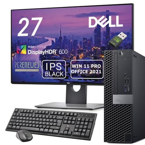 Desktop-PC i7-8700 bis zu 4,6 GHz | 27″ Dell Monitor | 32 GB RAM | DVD-RW | 1 TB NVMe M.2 SSD | Büro-Desktop-PC | Windows 11 Pro + Office 2021 | Kabellose Maus und Tastatur (Generalüberholter)