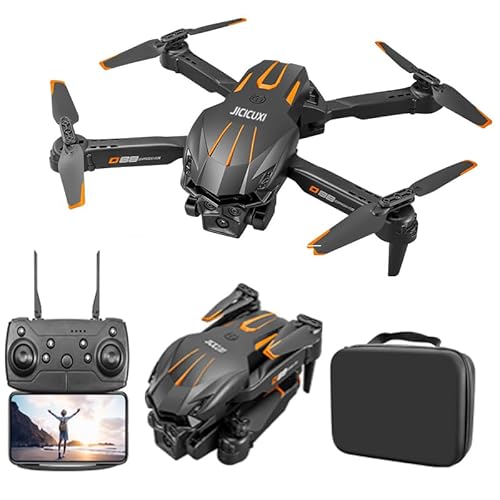 Drohne mit Kamera 4K, Faltbare Mini Drohne mit kameraür Kinder & Anfänger, Dual-Kameras, 2 Akkus für längere Flugmomente, 360° Flip, Headless Modus, Höhenhaltung, Tragetasche, Geschenk (Gelborange)