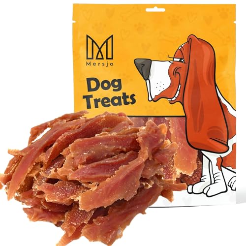 MERSJO Hundeleckerli - 92% Hoher Fleischanteil, Keine Zusatzstoffe, Getreide- und Zuckerfrei, Leckereien für Hunde zur täglichen Ergänzung, Natürliche Kauhilfe, Getrocknete Entenbrust, 500g