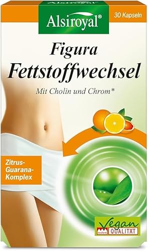 Alsiroyal Figura Fettstoffwechsel (30 Kapseln) – Gewichtsreduktion mit Zitrusfruchtextrakt, Cholin & Chrom – Unterstützt den Fett- & Makronährstoff-Stoffwechsel* – Mit Guarana