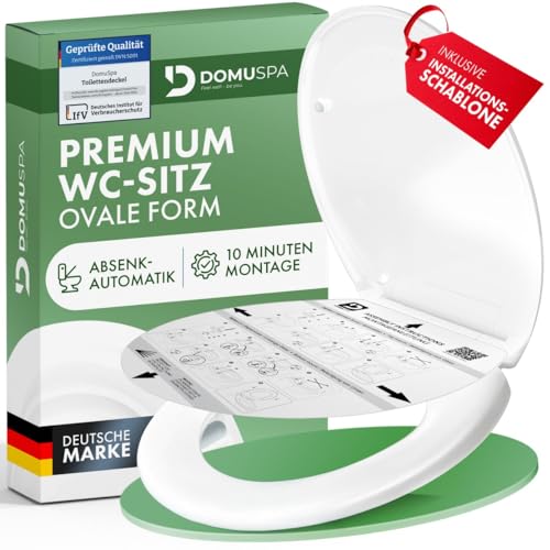 DomuSPA Toilettendeckel - WC Sitz mit Absenkautomatik - antibakterieller Toilettensitz mit Quick-Release Funktion - Toilettendeckel oval - Toilettendeckel mit Absenkautomatik - Toilet Seat
