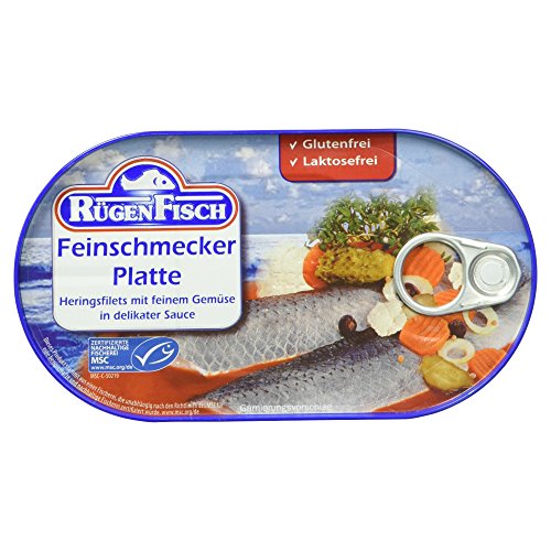 Rügenfisch Feinschmecker Platte, Heringsfilet mit feinem Gemüse, 200 g