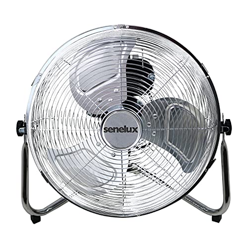 Senelux Bodenventilator - Chrome Gym Fan 30,5 cm Elektrischer tragbarer Lüfter für Zuhause/Fitnessstudio/Büro - 3 Geschwindigkeitsstufen mit Neigungsfunktion