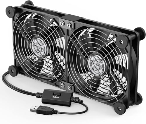 ELUTENG USB Lüfter 120mm 5V 2 in 1 mit 3 Einstellbare Geschwindigkeiten, Doppelt USB Ventilator 120mm PC Lüfter USB Computer Ventilator mit 8 Stoßdämpfenden Füßen für PS5 PS4 Laptop TV Box Router