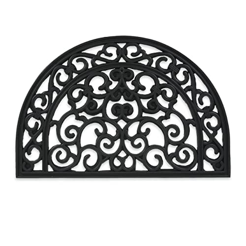 Relaxdays Fußmatte Gummi, 60 x 40 cm, wetterfest, rutschfest, Fußabtreter Ornamente, Türvorleger innen & außen, schwarz