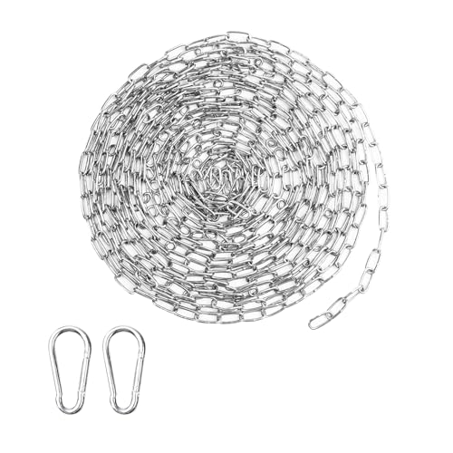 Edelstahlkette Meterware 1.5 mm, 6m Edelstahl Kette Mit Karabiner Stahlkette, Metall Kette Zum Aufhängen, Gliederkette Edelstahl Für Hundekette Ankerkette Wäschekette Schwenkkette (1.5mm, 6m)