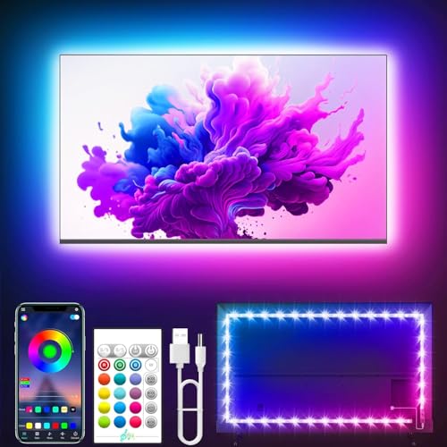 Tyute Led TV Hintergrundbeleuchtung für 40-65 Zoll, 4M LED Streifen RGB Led TV Lichter mit Musik Sync, Bluetooth App, USB-TV-Hintergrundbeleuchtungs-Kit für Deko