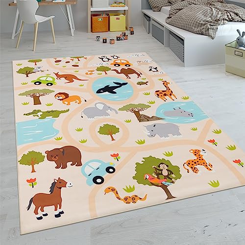 Paco Home Kinderteppich Teppich Kinderzimmer Spielteppich Junge Mädchen Modern rutschfest, Grösse:80x150 cm, Farbe:Bunt 2