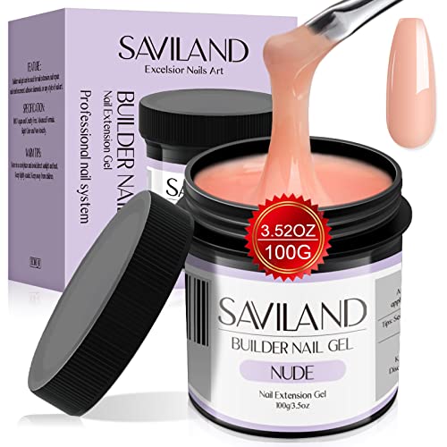 Saviland Nacktes Aufbaugel Für Gelnägel – 100g/3.5oz große Kapazität Nudes Aufbaugel Builder Nagelgel, Hard Gel für Nagelverlängerung, Gel Nägel stärken U V Gels Reparatur Nail Sculpted Art Maniküre