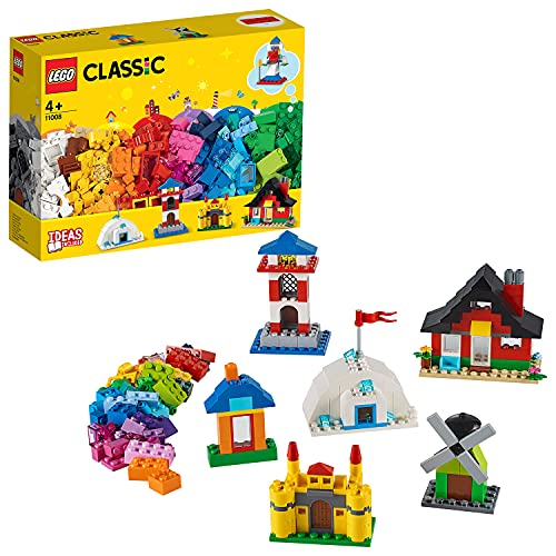 LEGO 11008 Classic Bausteine – Bunte Häuser, Konstruktionsspielzeug für Kinder ab 4 Jahren mit 6 einfachen Modellen zum Bauen, kreatives Geschenk