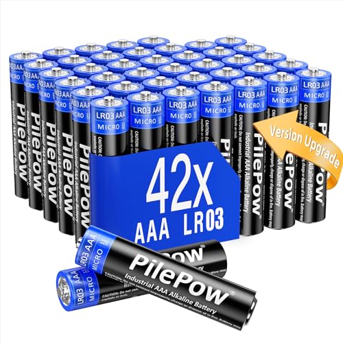 Batterien AAA, 42 Stück Industrie Batterie 1,5V LR03, [Upgrade-Version] 10 Jahre Lagerung Einwegbatterien für Spielzeug, Wecker, tragbare Fernbedienung und andere tägliche Geräte