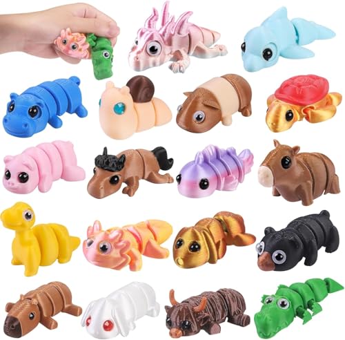DTYDECLE 18 Stück Mini 3D Gedruckte Tiere, 3D Printed Animals Tierfiguren Spielzeug für Kindergeburstag Party Geschenke