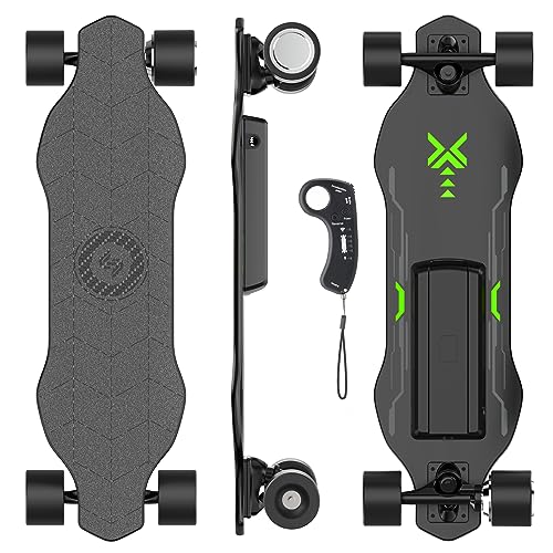 Elektro Skateboard Jugendliche mit Fernbedienung,19KM/H mit 300W Motor,12-16KM Reichweite,Fernbedienung Mit 4 Geschwindigkeitsstufen,Wasserdicht Schockabsorbierendes Longboard für Anfänger