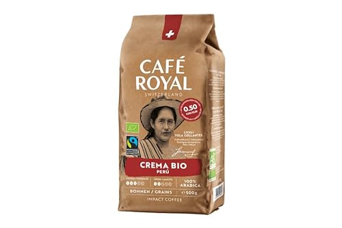 Café Royal Impact Bio Crema Peru – 100% Arabica Kaffeebohnen, harmonisch-intensiv, mittlere Röstung, Stärke 3/5, Bio & Fairtrade, 500 g ganze Bohnen