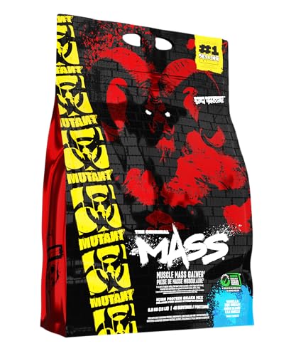 MUTANT Mass | Muskelaufbau | 1100 Kalorien, 56 g Protein, Vollwert-Kohlenhydrate, BCAAs und Glutamin | Ultimativer Hardcore Weight Gainer Shake | 6800 g | Vanilleeis