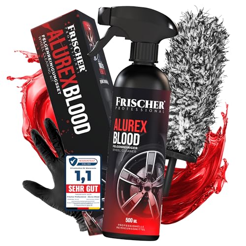 FRISCHER PROFESSIONAL Felgen Reinigungsset | Felgenreiniger 500ml + Felgenbürste | Alufelgen Reiniger Set mit Bürste zur effizienten Auto Felgenpflege