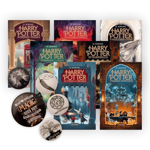 Das große Harry Potter-Set Band 1-7 in der Neuausgabe + 1 Button Badge Pack