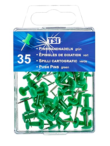 TSI Pinnwandnadeln 35er Packung, Farbe: grün, Standard, Art. Nr. 48326