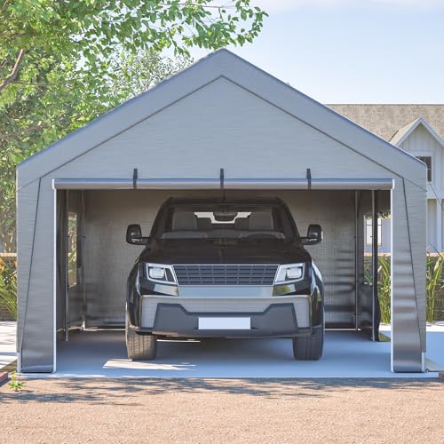 Yihomfy Autozelt Garage 6x4x3 m mit Rolltor, Wasserdichtes Fahrradzelt für Auto, Motorrad, Fahrrad, Gartenlager, PVC Plane mit Stahlrahmen, Einfache Montage