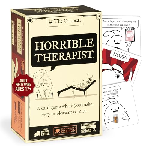 Exploding Kittens - Horrible Therapist: Extra Horrible Edition 3-8 Players - Ages 17+ - 15 Minutes to Play - Comic Building Game - Party Game, Family Game Night, Card Game, White